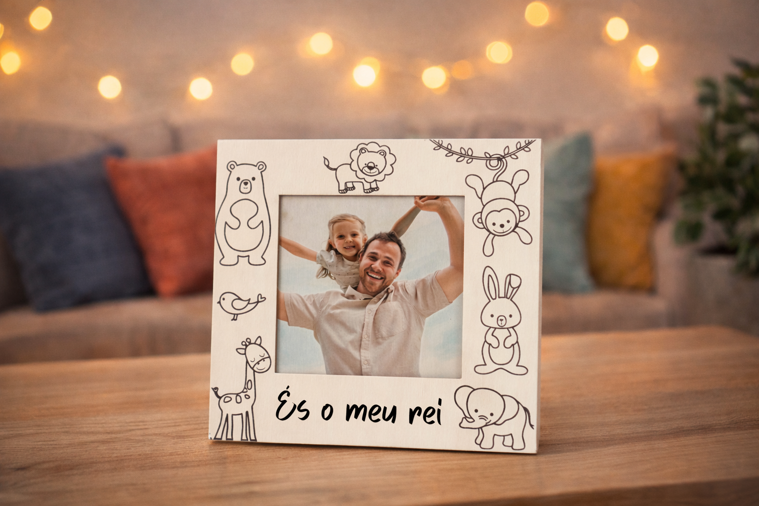 👑💙 Moldura em Madeira “És o Meu Rei” Design Animais – Especial Pai