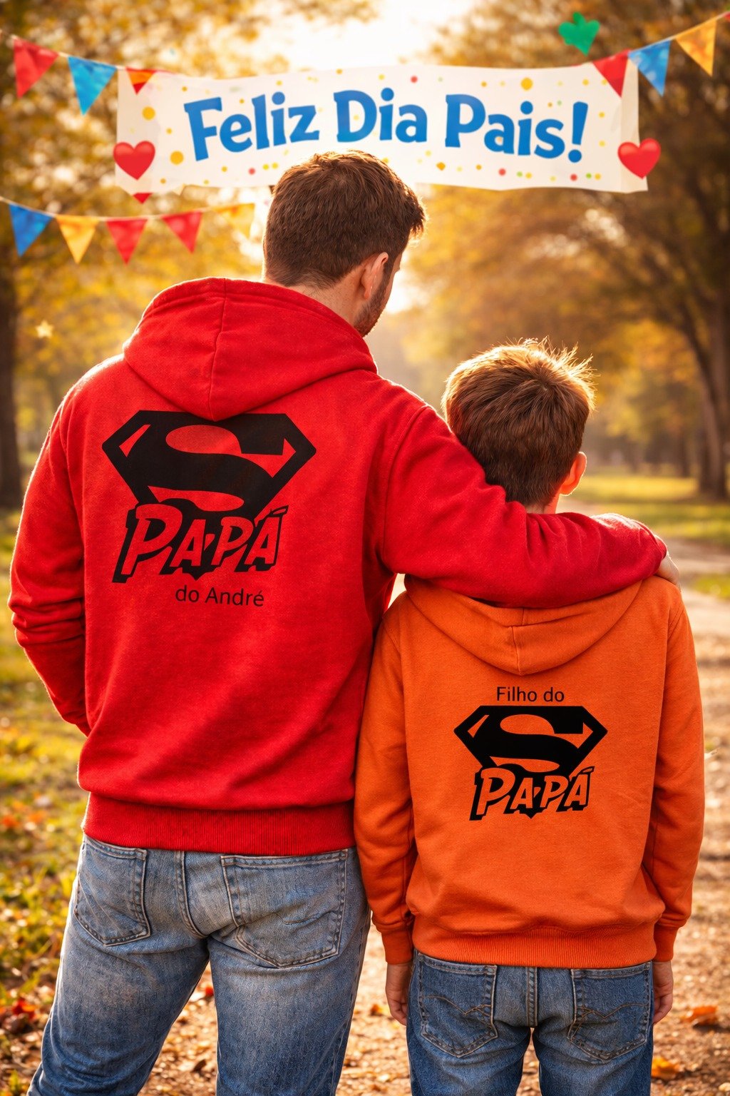💙 Conjunto de Sweatshirts com Capuz Pai & Filho “Super Papá” – Especial Dia do Pai