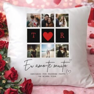 Almofada Personalizada com Fotos – “Eu Amo-te Muito”