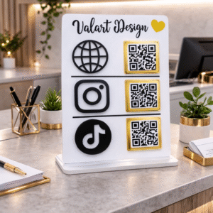 📱✨ Placa QR Code em Acrílico – Personalizada para Redes Sociais