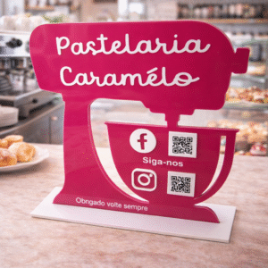 🍰✨ Placa QR Code Personalizada para Pastelaria – Acrílico