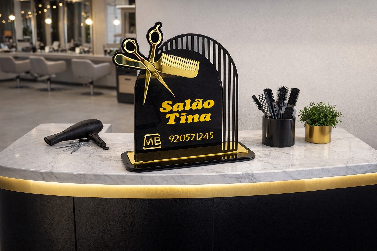 ✂️✨ Placa de Balcão Personalizada para Salão – Acrílico
