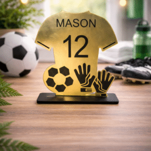 Troféu “Melhor Guarda Redes” Personalizado – Camisola Dourada com Nome e Número | Edição Premium
